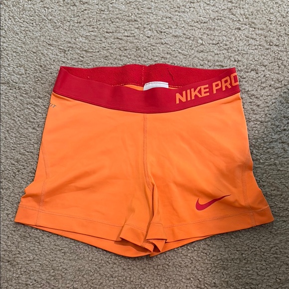 Women's NikePro Bright Orange Spandex Shorts - Picture 1 of 3
